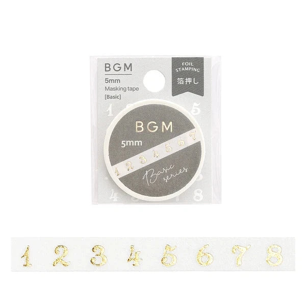 BGM Gold Number thin washi tape - Paper Kooka Stationery Shop Australia