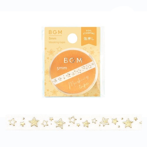 BGM Gold Stars - Basic thin washi tape - Paper Kooka Stationery Australia
