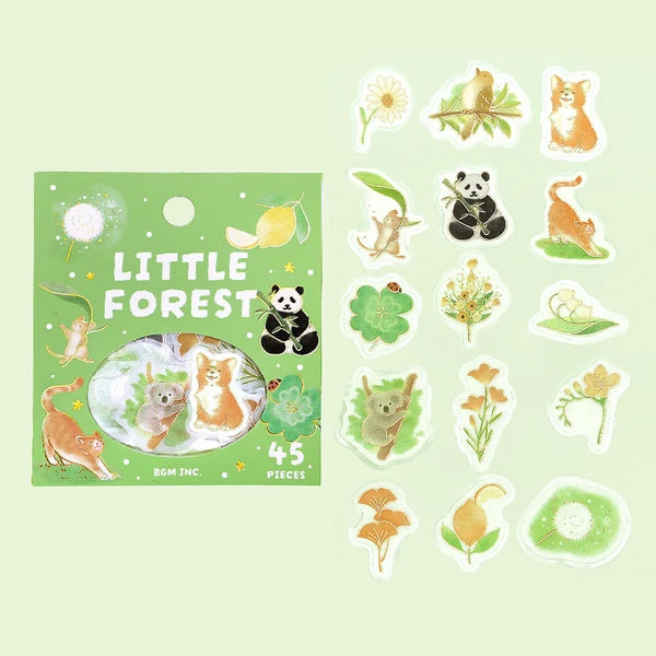 BGM Green Forest Flake Stickers collection - Paper Kooka Stationery Shop Australia