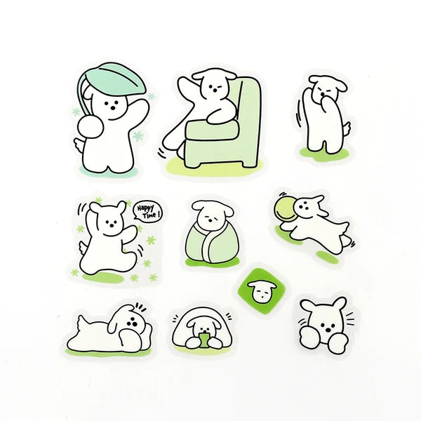 BGM Green - Petit Puppy PET Clear Stickers 10 designs - Paper Kooka Australia
