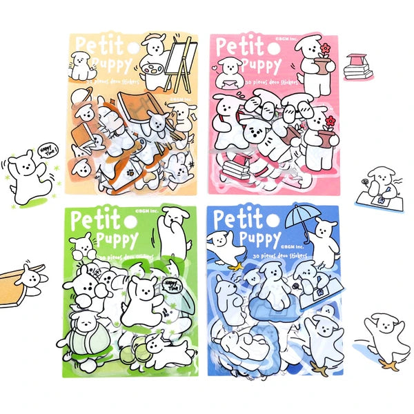 BGM Green - Petit Puppy PET Clear Stickers whole collection - Paper Kooka Australia