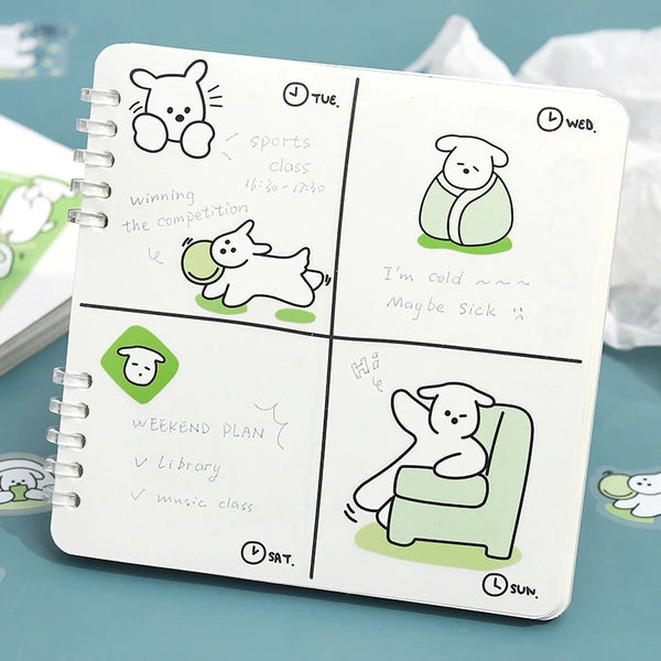 BGM Green - Petit Puppy PET Clear Stickers for journaling and scrapbooking - Paper Kooka Australia