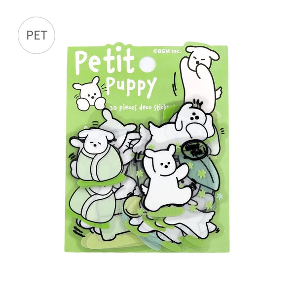 BGM Green - Petit Puppy PET Clear Stickers - Paper Kooka Australia