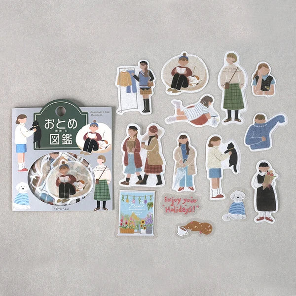 BGM Holidays - Illustrated Book Collection PET & Washi Stickers with female characters enjoying calm holiday activities - Paper Kooka Stationery Australia