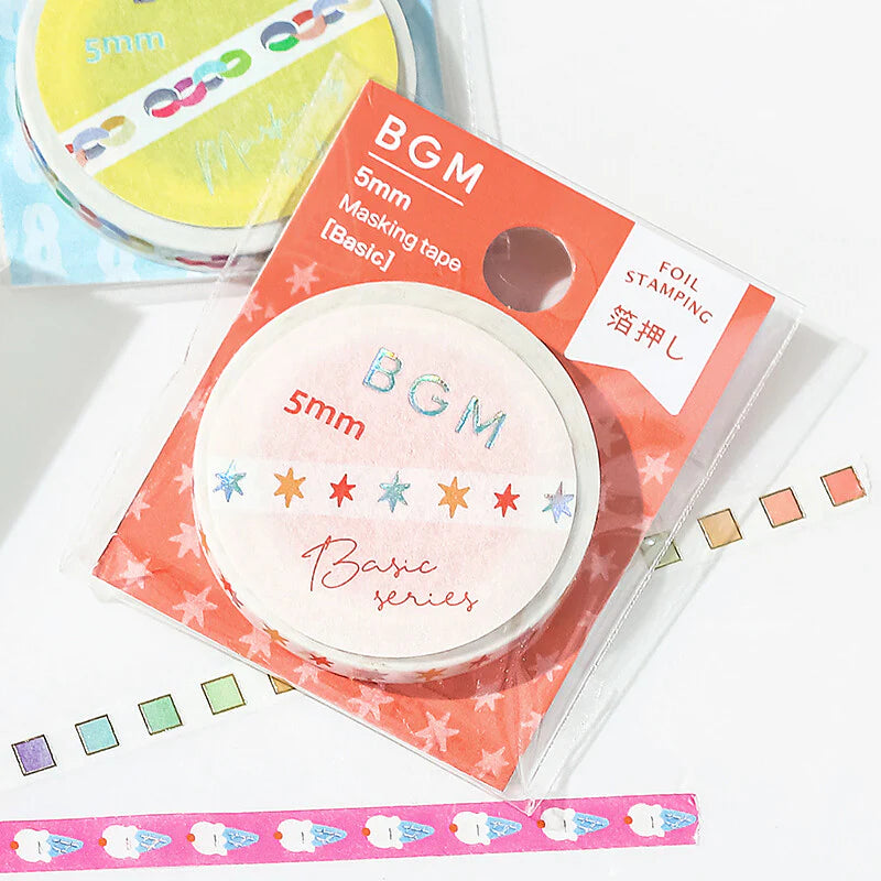 BGM Holographic Colour Star - Basic thin decorative tape - Paper Kooka Stationery Australia