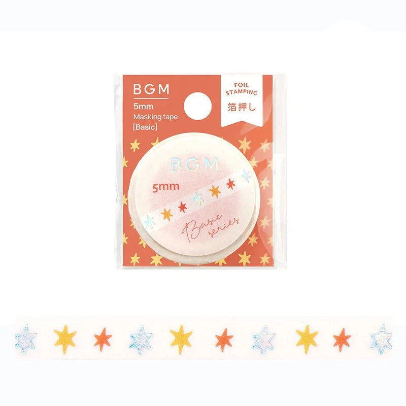 BGM Holographic Colour Star - Basic thin washi tape - Paper Kooka Stationery Australia