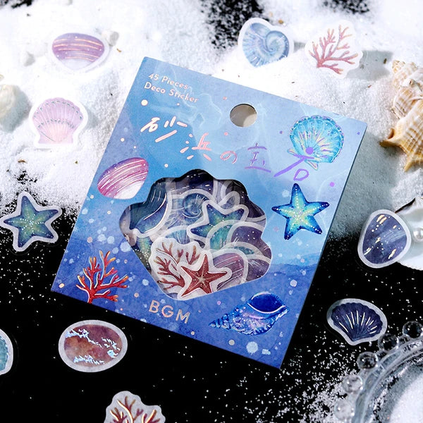 BGM Jewel of the beach Flake Stickers ocean themed - Paper Kooka Stationery Australia