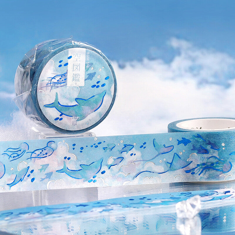 BGM Kaihara Sky Illustrated Book washi tape with dolphins and fish - Paper Kooka Stationery Store Australia