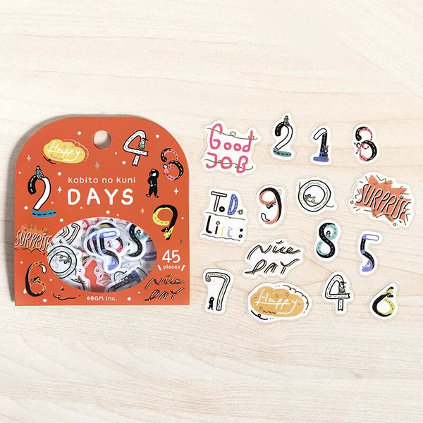 BGM Days Flake Stickers from the Kobito no Kuni Collection 15 designs - Paper Kooka Stationery Australia