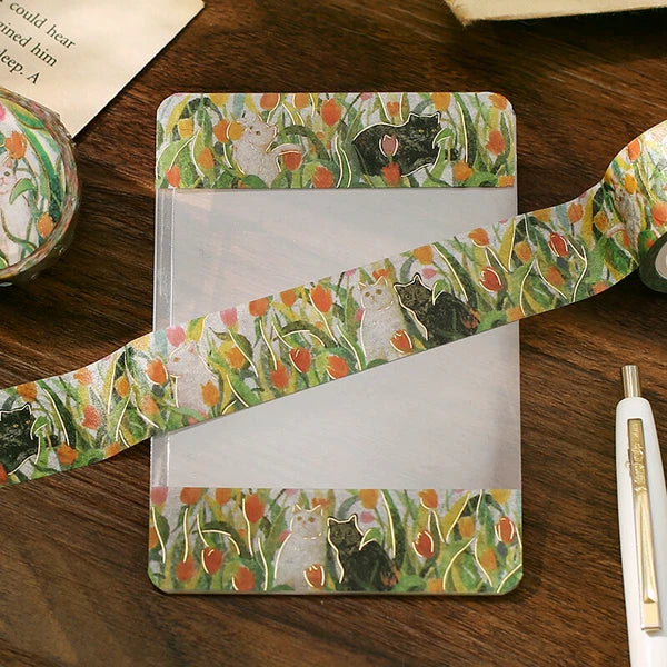 BGM Let's Play Together - Flowers and Cats decorative tape - Paper Kooka Stationery Australia
