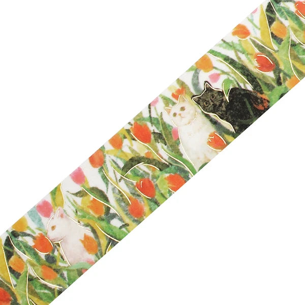 BGM Let's Play Together - Flowers and Cats masking tape - Paper Kooka Stationery Australia