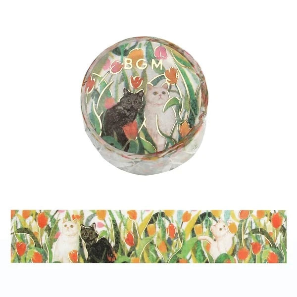 BGM Let's Play Together - Flowers and Cats washi tape - Paper Kooka Stationery Australia