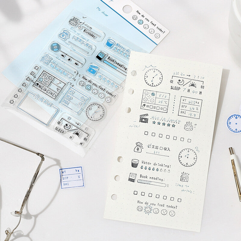 BGM Life Record Clear Stamps with book tracking and water tracking and scheduling - Paper Kooka Australia