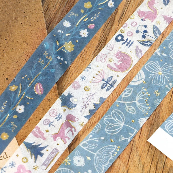 BGM Light Blue - Flower & Grass Handkerchief Collection decorative tape - Paper Kooka Stationery Australia