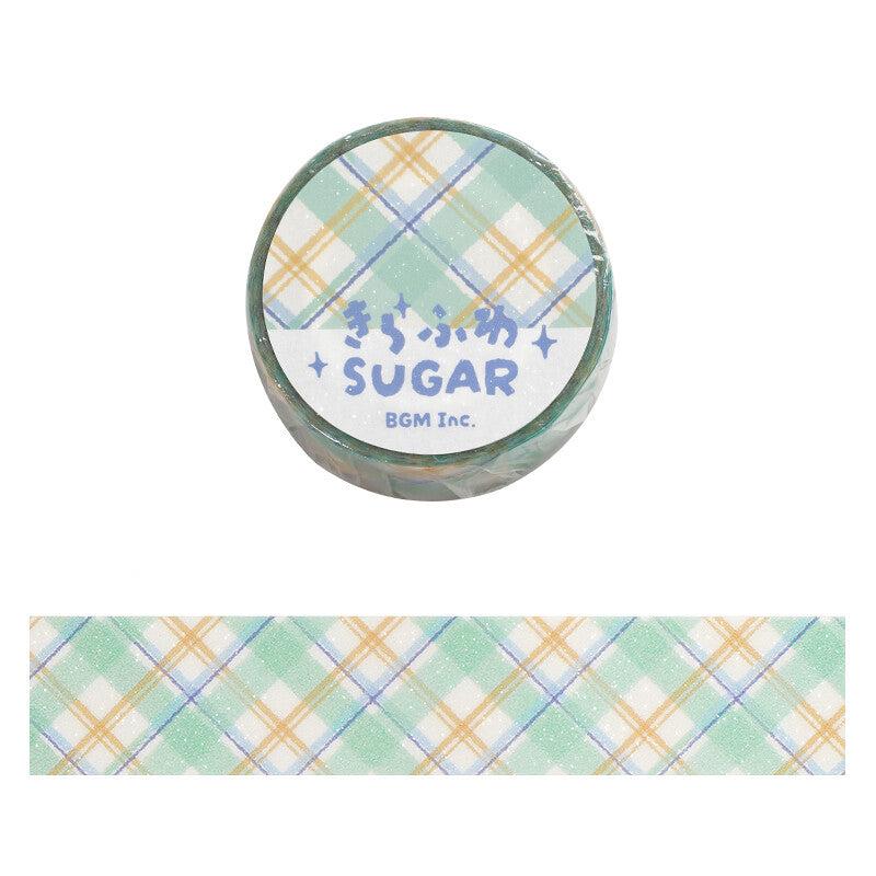 BGM Mint Latte Check washi tape with green yellow and blue pattern - Paper Kooka Stationery Shop Australia