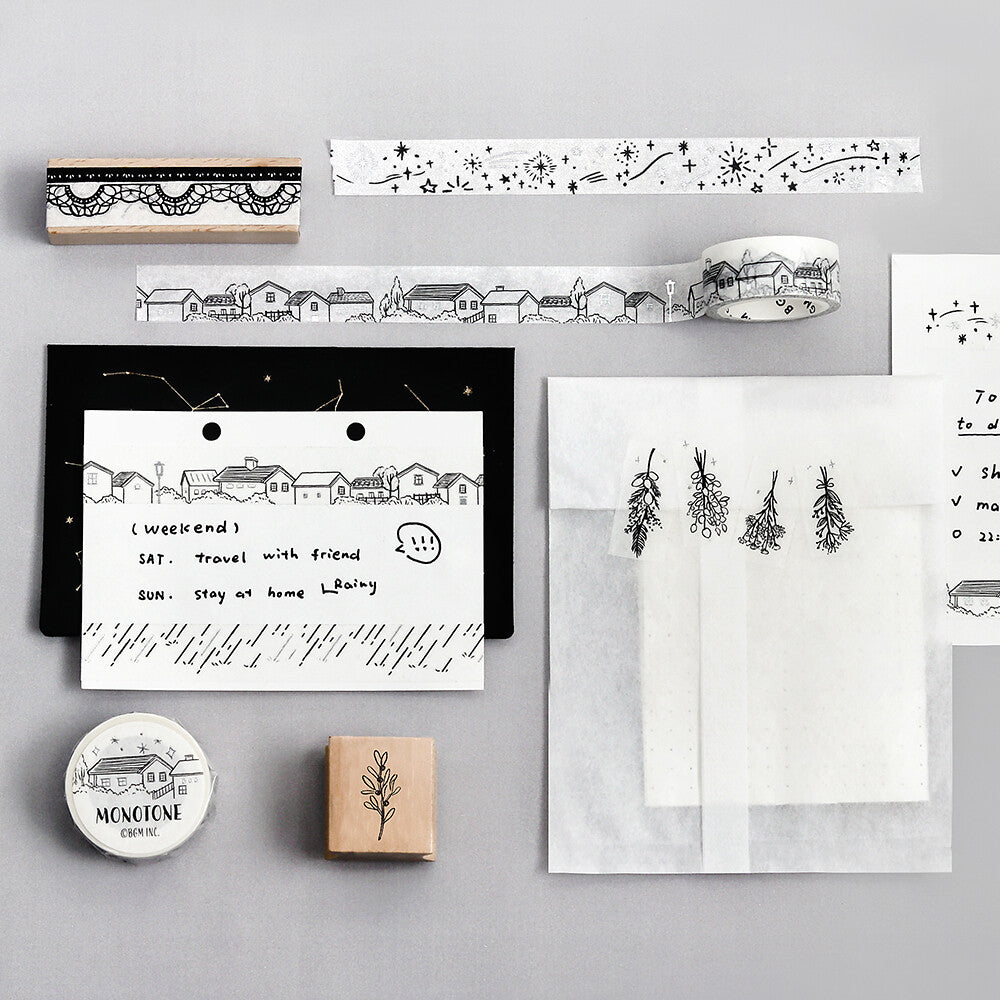 BGM Monotone white and black washi tape collection for cardmaking - Paper Kooka Stationery Store Australia