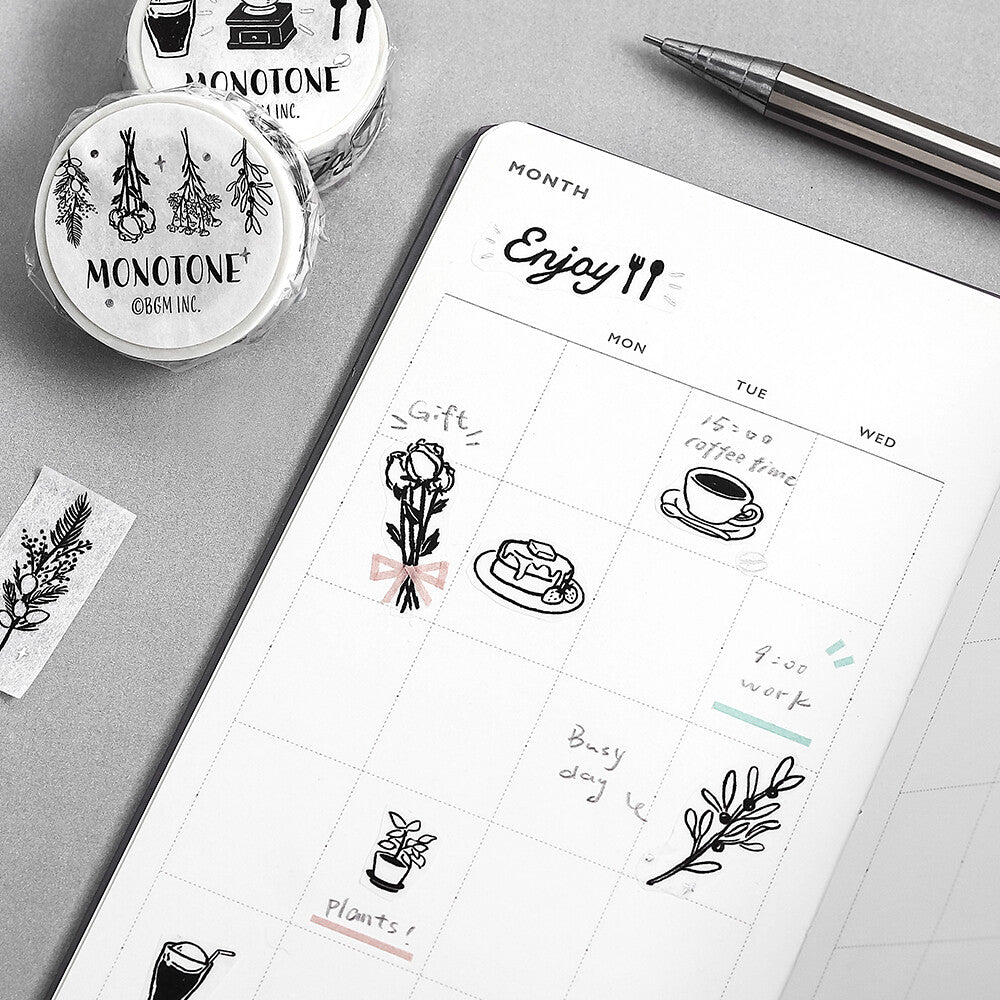 BGM Monotone washi tape collection for journaling - Paper Kooka Stationery Store Australia