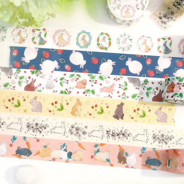 BGM Mori - Rabbit Country Collection washi tape japanese masking tape collection with rabbits and fruits - Paper Kooka Stationery Australia