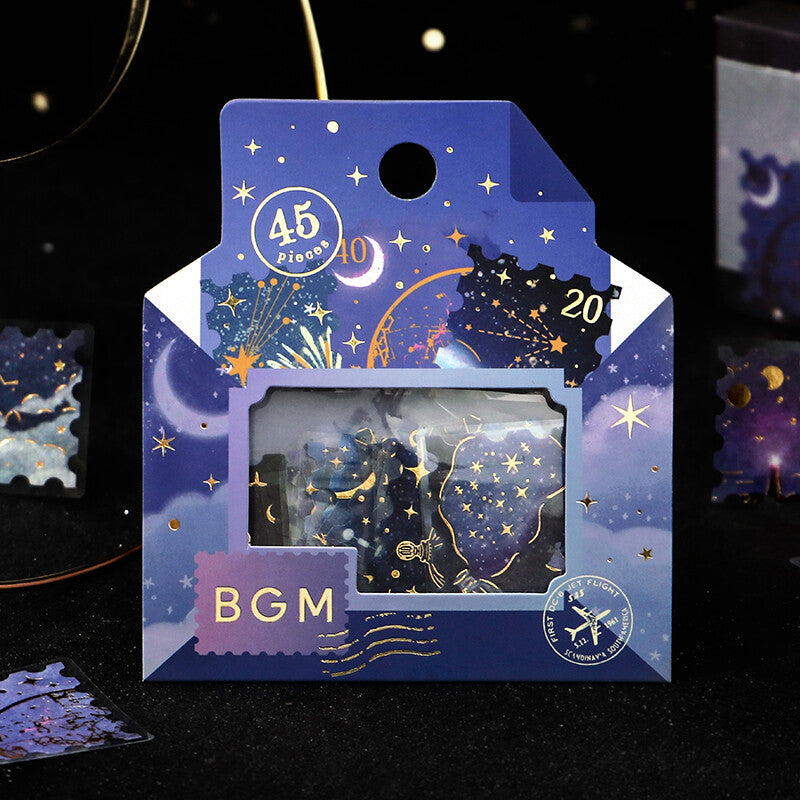 BGM Morning Star Post Office Flake Stickers galaxy themed - Paper Kooka Stationery Australia