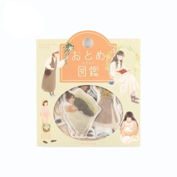 BGM Peaceful Times - Illustrated Book Collection semi-transparent & Washi Stickers from Japan in pale green calm colours - Paper Kooka Stationery Australia