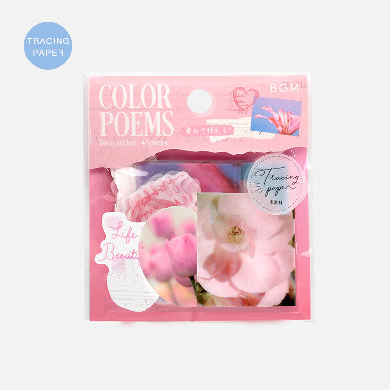 BGM Pink Colourful Poem Tracing Paper Flake Stickers - Paper Kooka Australia