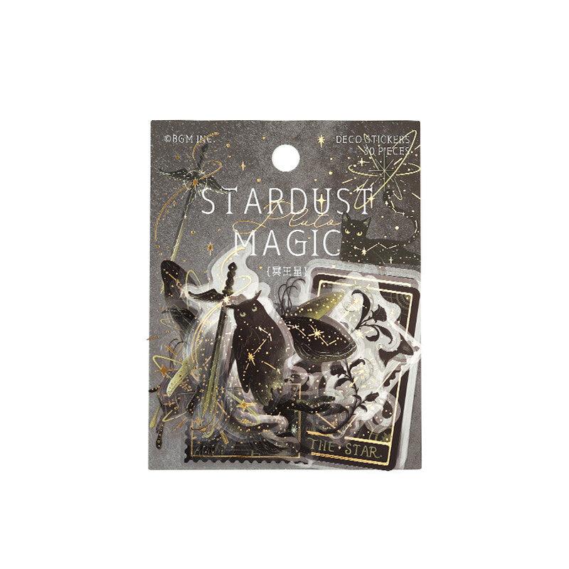 BGM Pluto Stardust Magic PET Flake Stickers with whimsical black designs from Japan - Paper Kooka Stationery Store Australia