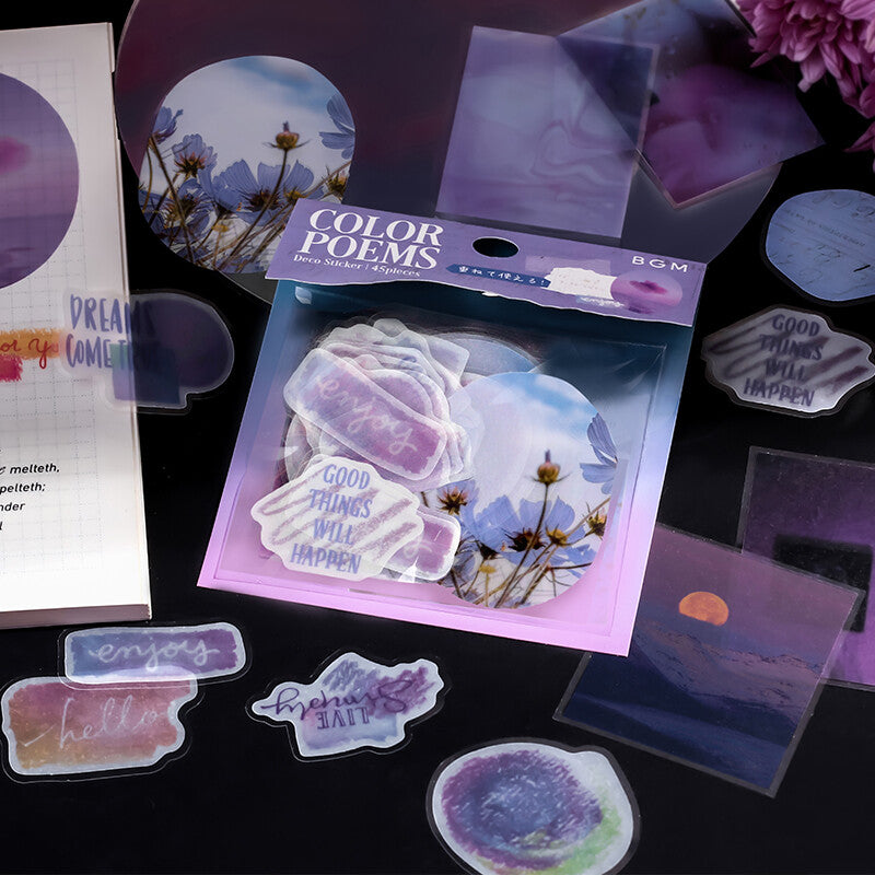 BGM Purple Colourful Poem Deco Stickers - Paper Kooka Australia