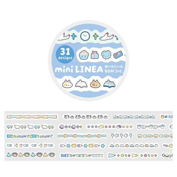 BGM Light Blue Roll Seal Mini Linea Stickers - Paper Kooka Stationery Shop Australia