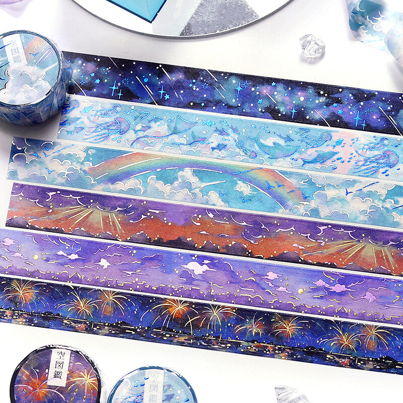 BGM Sky Illustrated Book masking Japanese tapes collection with colourful skies perfect for journaling and decorating - Paper Kooka Stationery Shop Australia