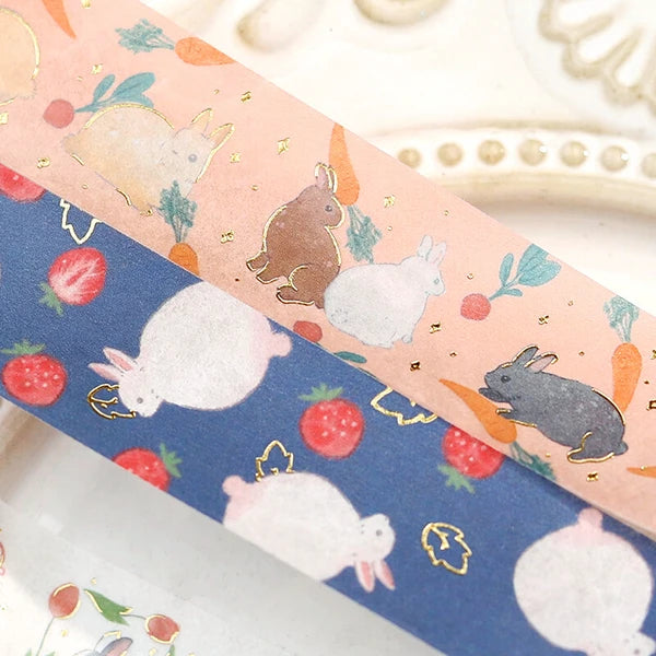 BGM Strawberry Daifuku - Rabbit Country Collection decorative tape with cute rabbits and fruits - Paper Kooka Stationery Australia