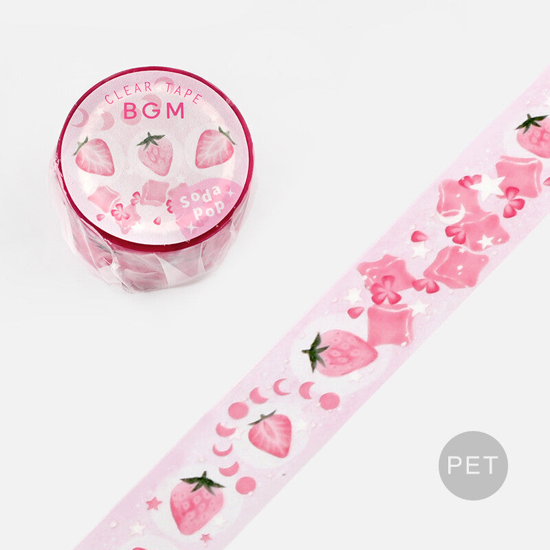 BGM Strawberry Soda Pop Clear PET Tape - Paper Kooka Australia