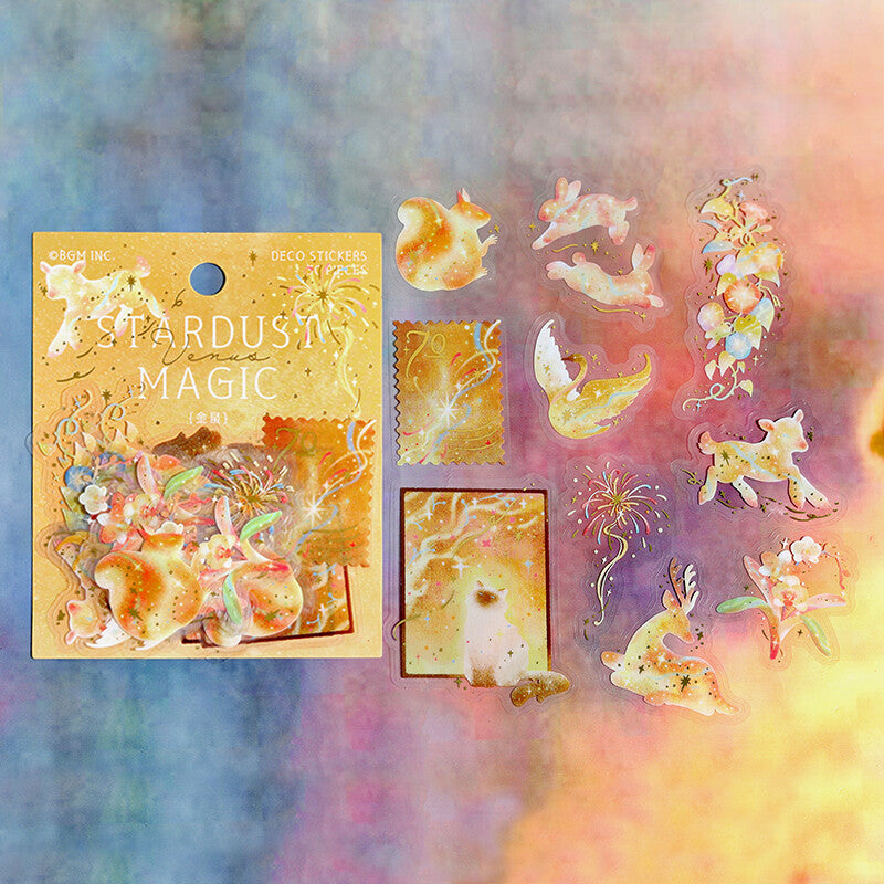 BGM Venus Stardust Magic PET Flake Stickers with gold whimsical designs - Paper Kooka Stationery Store Australia