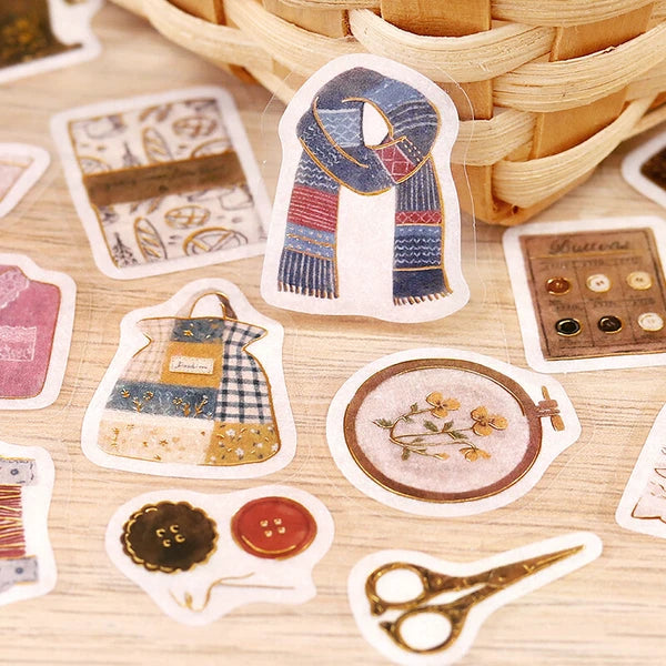 BGM Vintage Clothing Store - Flea Market Collection Flake Stickers with sewing accessories - Paper Kooka Stationery Australia