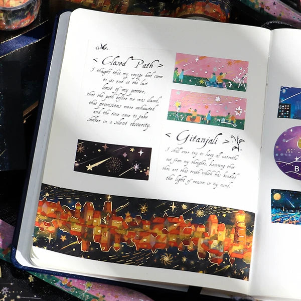 BGM Warm Lights - Night of Shooting Stars washi tape for journaling - Paper Kooka Australia