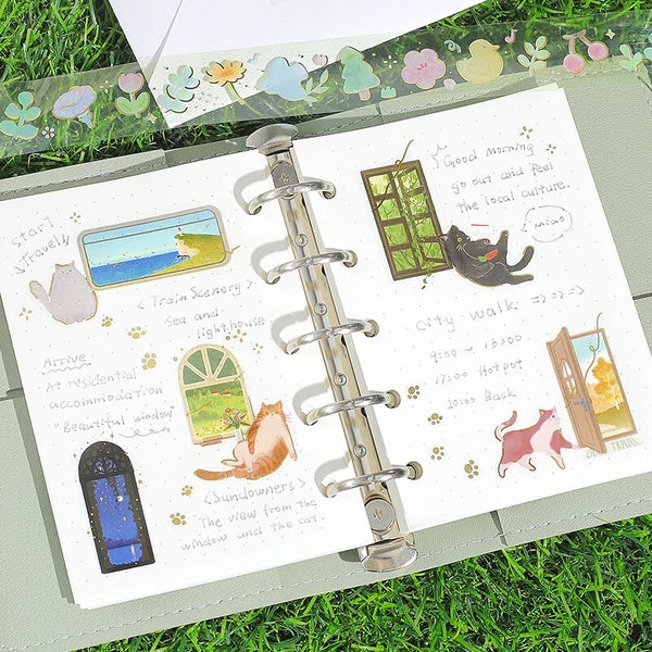 BGM Windows Scenery clear PET tape with cats and windows - Paper Kooka Stationery Australia