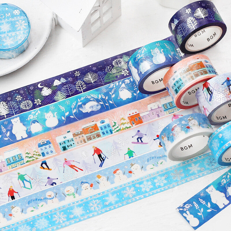 BGM Winter Only Snow Zoo masking tape collection - Paper Kooka Australia