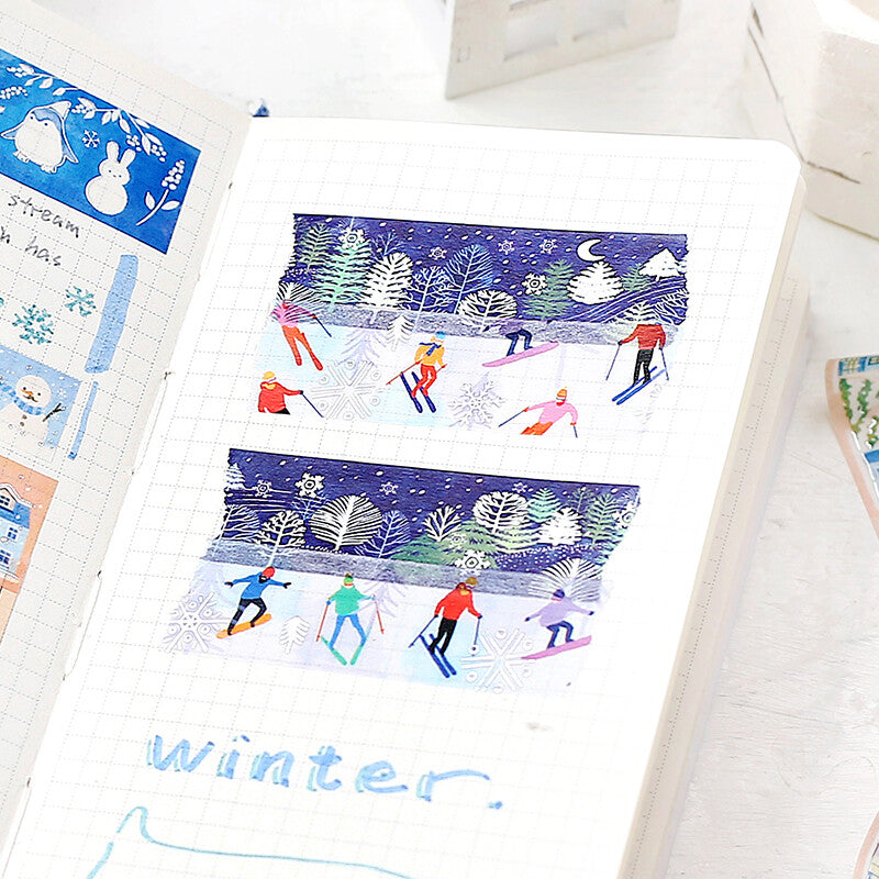 BGM Winter Only Snowy Night Forest washi tape for journaling and decoration - Paper Kooka Australia