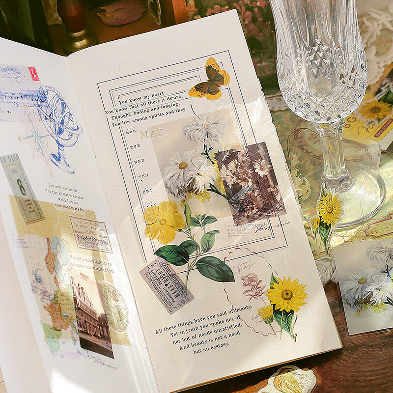 BGM Yellow Vintage Deco Stickers for journaling and scrapbooking - Paper Kooka Australia