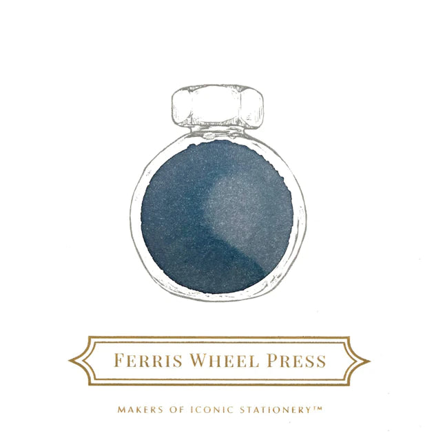 Ferris Wheel Press Fountain Pen Ink - Storied Blue - bottle swatch - Paper Kooka Australia