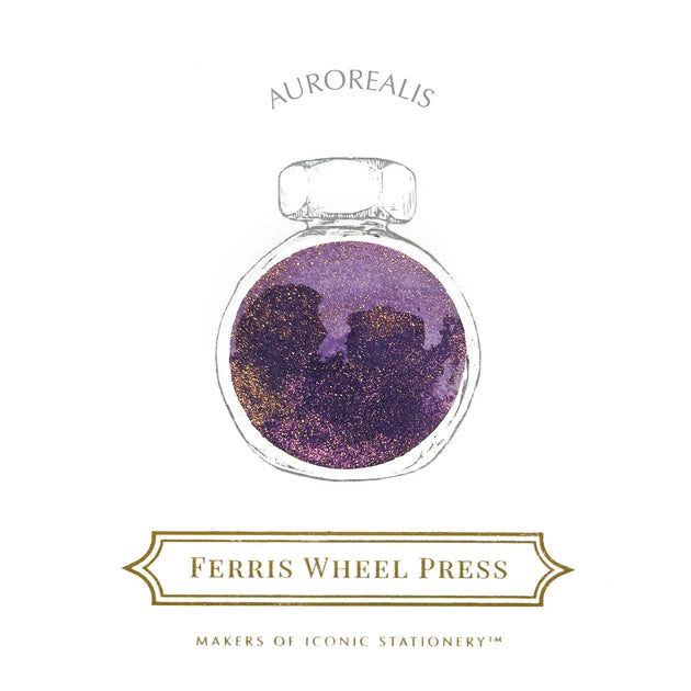 Ferris Wheel Press Aurorealis 38ml Ink violet colour swatch - Paper Kooka Stationery Australia