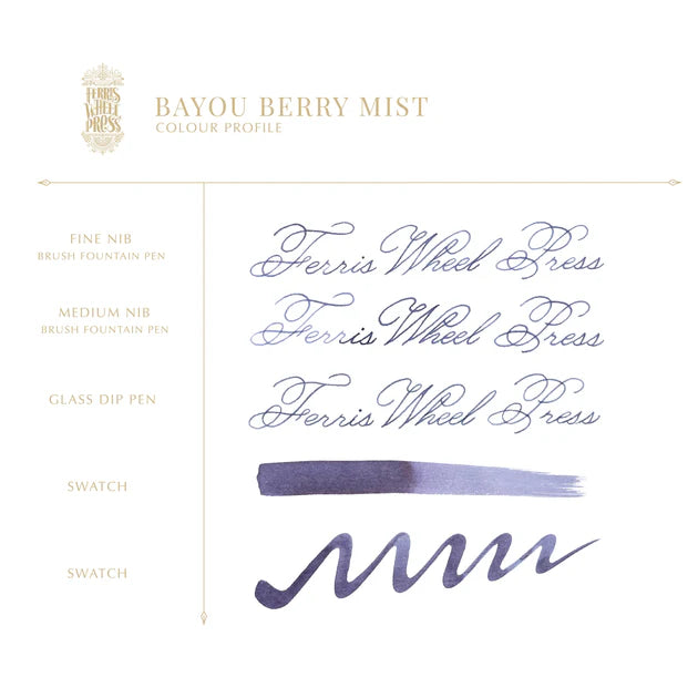 Ferris Wheel Press Bayou Berry Mist 38ml Ink writing sample - Paper Kooka Stationery Australia