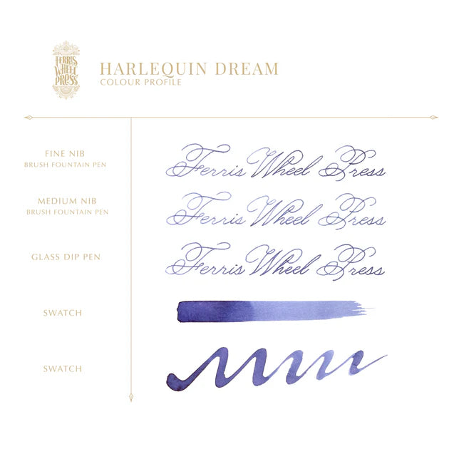 Ferris Wheel Press Harlequin Dream 38ml Ink writing sample - Paper Kooka Stationery Australia