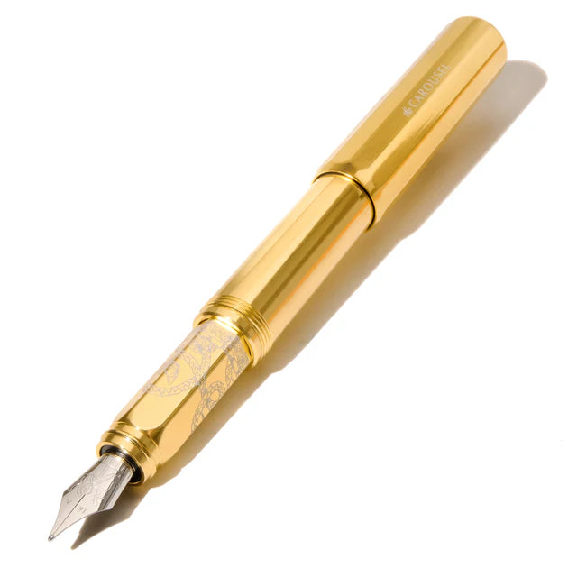 Ferris Wheel Press Aluminium Carousel Fountain Pen Plaited Gold Tress full length - Paper Kooka Stationery Australia