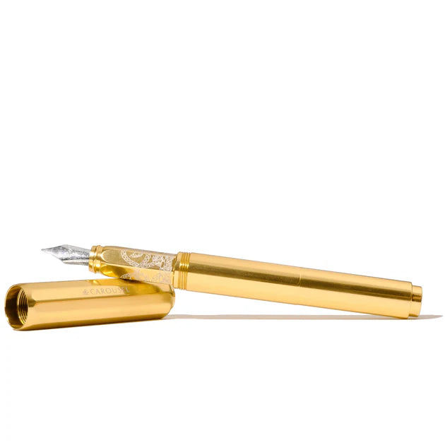 Ferris Wheel Press Aluminium Carousel Fountain Pen Plaited Gold Tress horizontal - Paper Kooka Stationery Australia