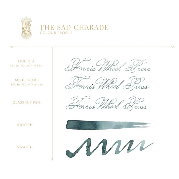 Ferris Wheel Press The Sad Charade 38ml Ink writing sample - Paper Kooka Stataionery Australia