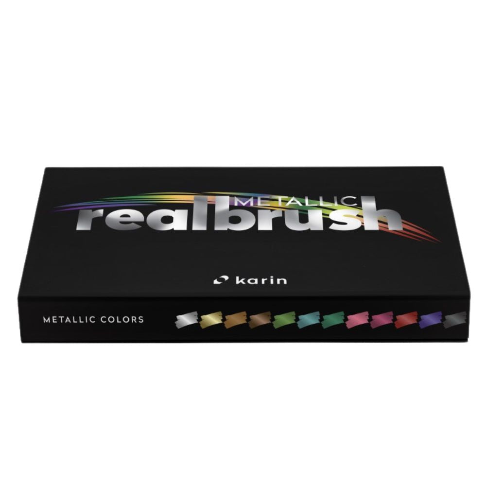 Karin Markers Realbrush metallic brush pens set box - Paper Kooka Stationery Australia