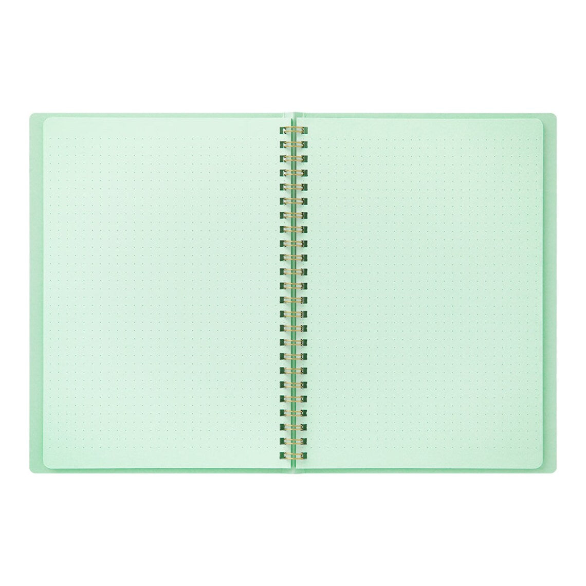 Midori Green A5 Ring Dotted Notebook open flat - Paper Kooka Australia