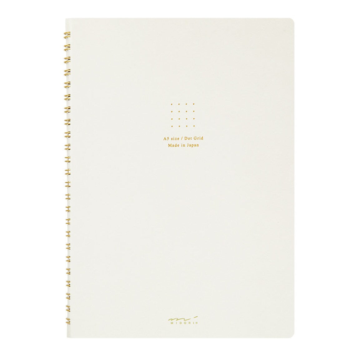 Midori White A5 Ring Dotted Notebook cover - Paper Kooka Australia