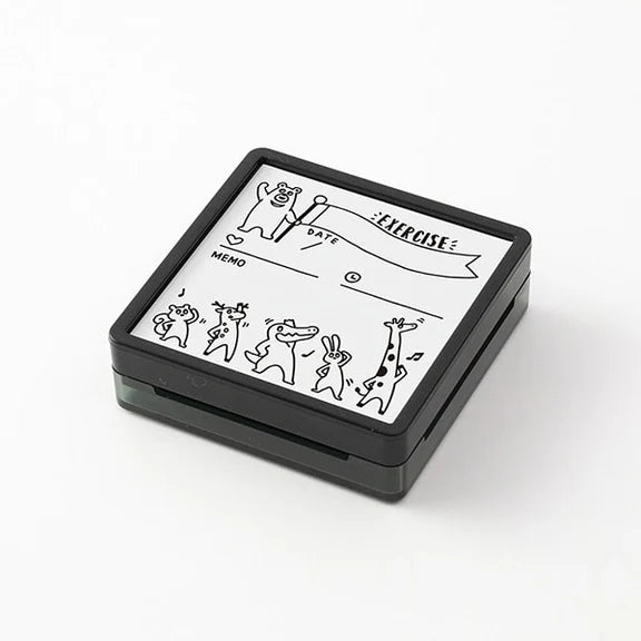 Midori Self-inking Stamp Exercise with animals - Paper Kooka Stationery Shop Australia