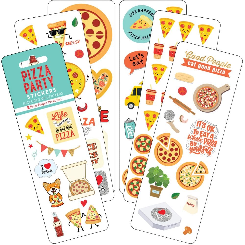 Pizza Party Sticker Set - 6 sheets - Paper Kooka Stationery Australia